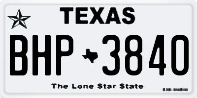 TX license plate BHP3840
