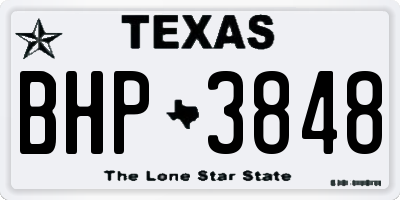 TX license plate BHP3848
