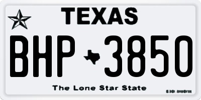 TX license plate BHP3850