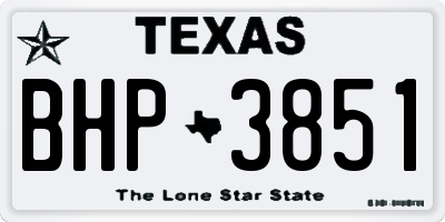 TX license plate BHP3851