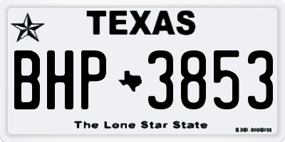 TX license plate BHP3853