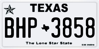 TX license plate BHP3858