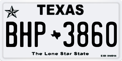 TX license plate BHP3860