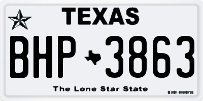 TX license plate BHP3863