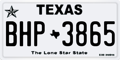 TX license plate BHP3865