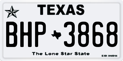 TX license plate BHP3868