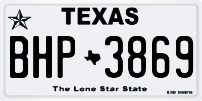 TX license plate BHP3869