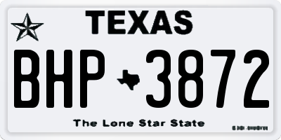 TX license plate BHP3872