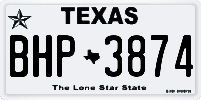 TX license plate BHP3874