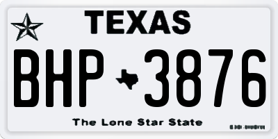 TX license plate BHP3876