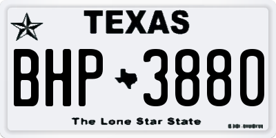 TX license plate BHP3880