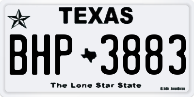 TX license plate BHP3883