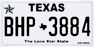 TX license plate BHP3884