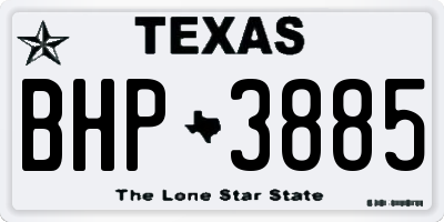 TX license plate BHP3885