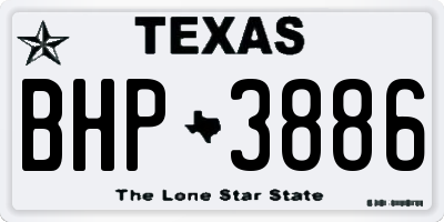TX license plate BHP3886