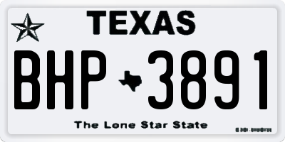 TX license plate BHP3891