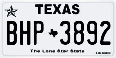 TX license plate BHP3892