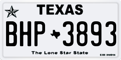 TX license plate BHP3893