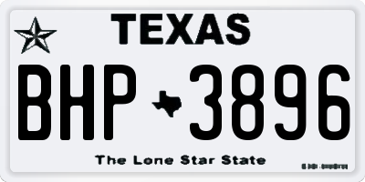 TX license plate BHP3896