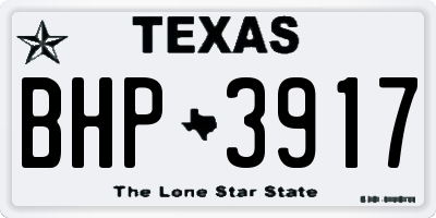 TX license plate BHP3917