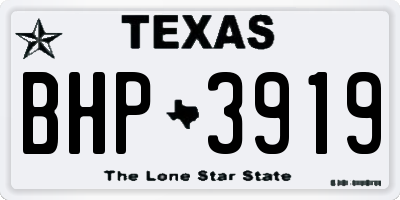 TX license plate BHP3919