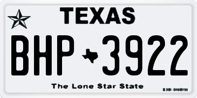 TX license plate BHP3922