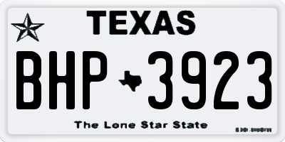 TX license plate BHP3923
