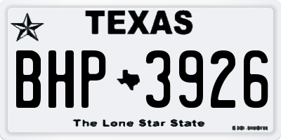 TX license plate BHP3926