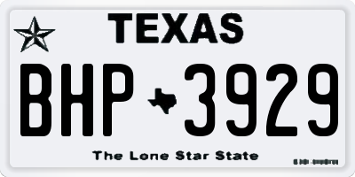 TX license plate BHP3929