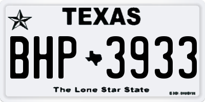 TX license plate BHP3933