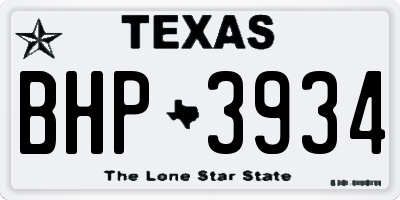 TX license plate BHP3934