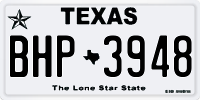 TX license plate BHP3948