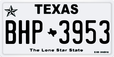 TX license plate BHP3953