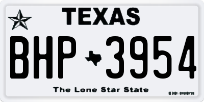 TX license plate BHP3954