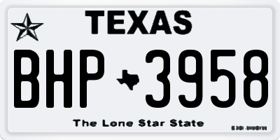 TX license plate BHP3958