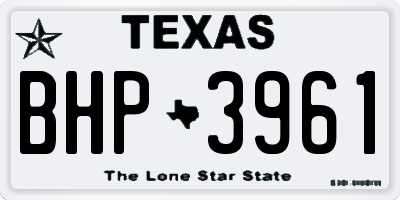TX license plate BHP3961