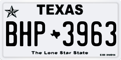 TX license plate BHP3963