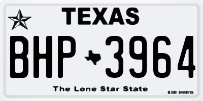 TX license plate BHP3964