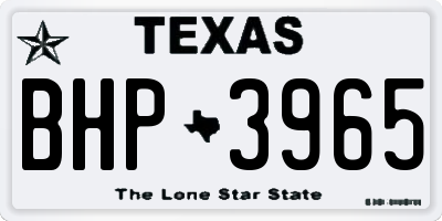 TX license plate BHP3965