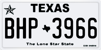TX license plate BHP3966