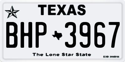 TX license plate BHP3967