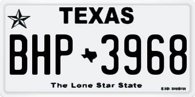 TX license plate BHP3968