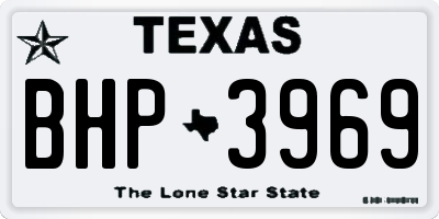 TX license plate BHP3969