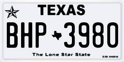 TX license plate BHP3980