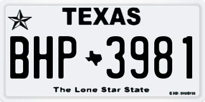 TX license plate BHP3981