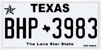 TX license plate BHP3983