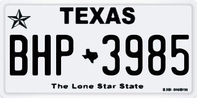 TX license plate BHP3985