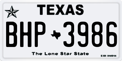 TX license plate BHP3986