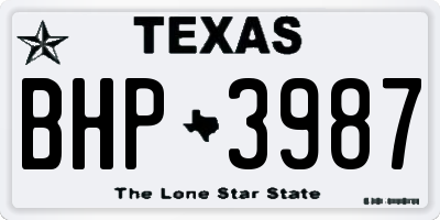 TX license plate BHP3987