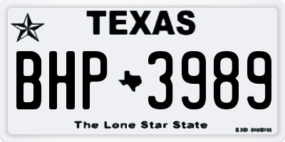 TX license plate BHP3989